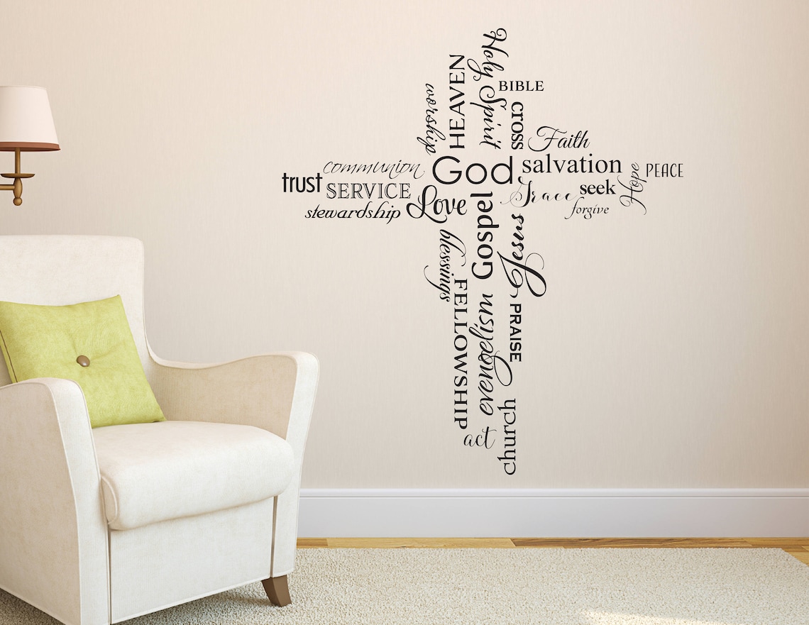 Cross Collage, Christian Words,god, Love, Faith, Church, Wall Decal ...