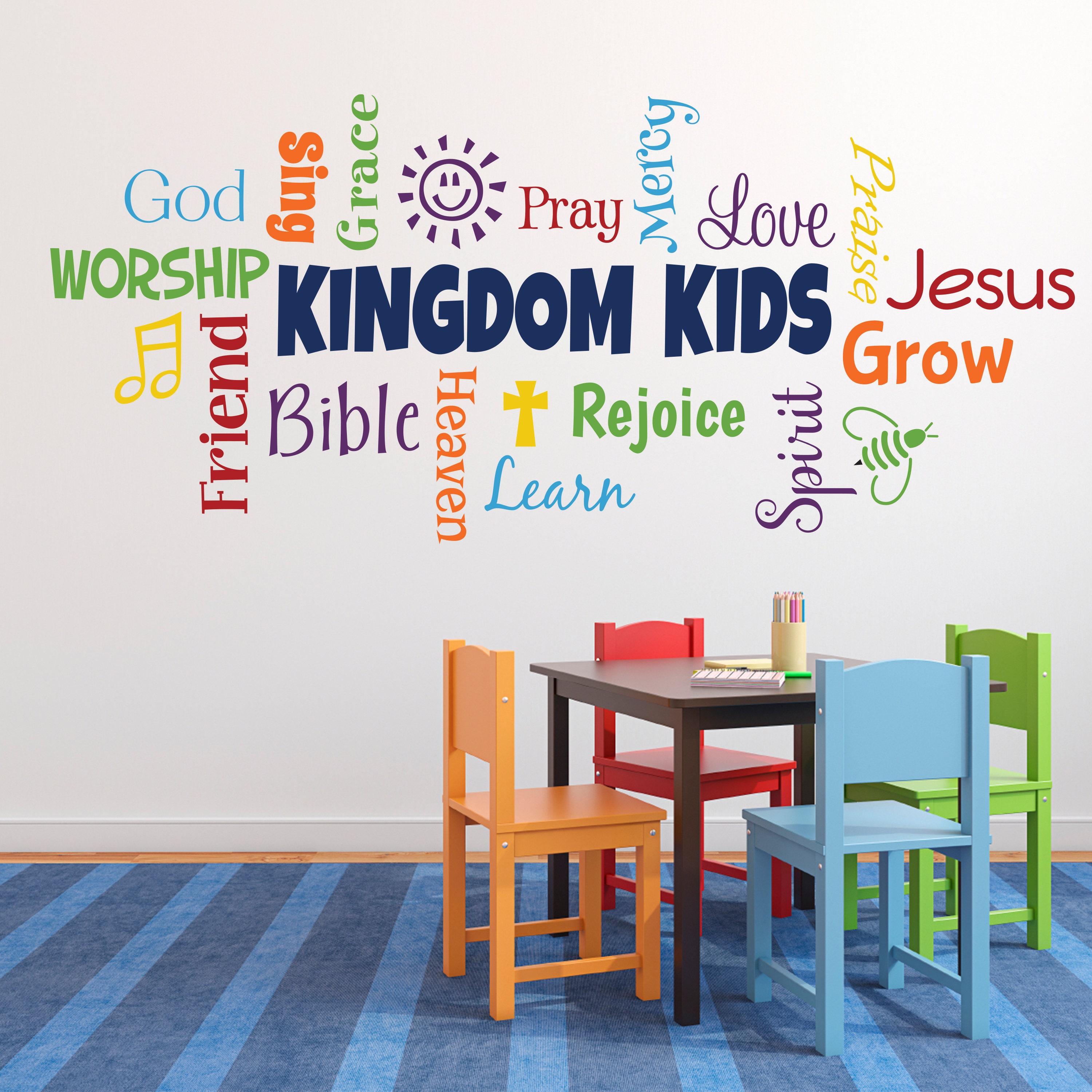 Sunday School Decal, Psalm 9:2, Kids Scripture Art, Kids Bible Verse Decal,  Sunday School Wall Decor, Church Nursery, Bible Verse, 9235 