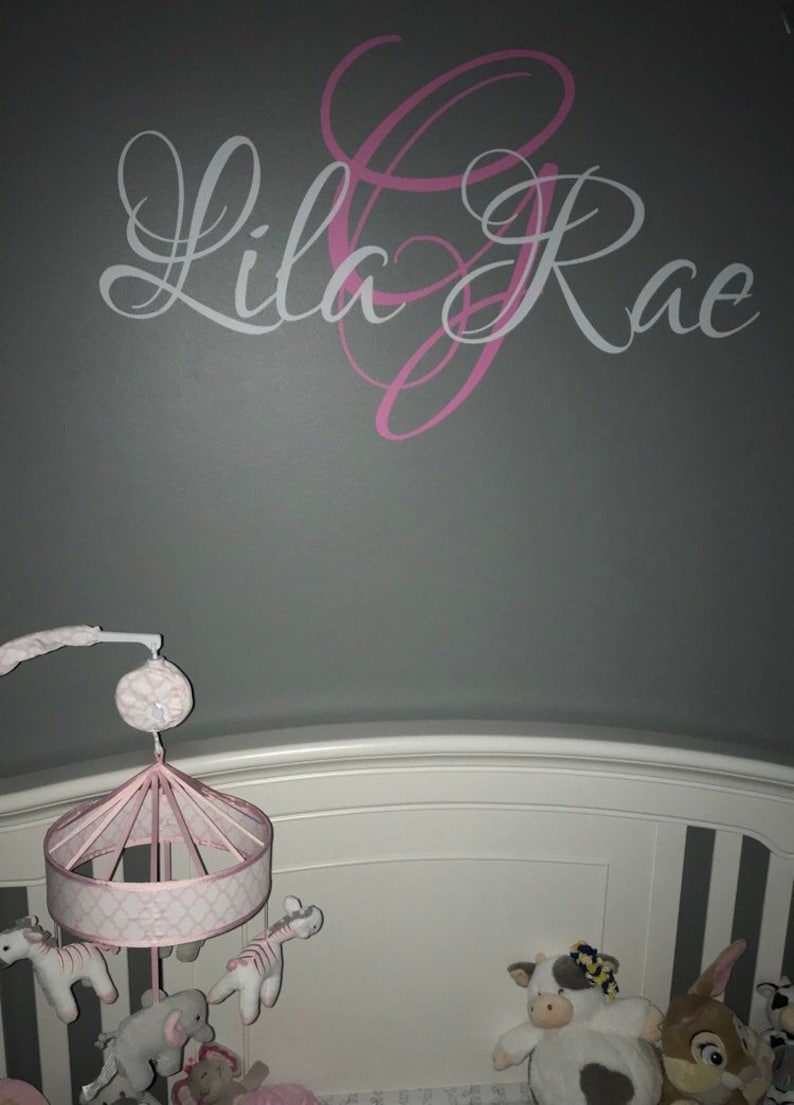 Monogram Wall Decal Nursery Name Initial and Name Monogram Etsy Canada