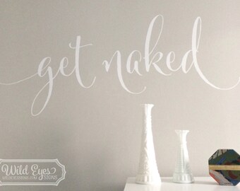 Get Naked, Bathroom Shower door, Bathroom wall decor,  Wall Decal, Vinyl wall decals Powder room bathroom decor, HH2106