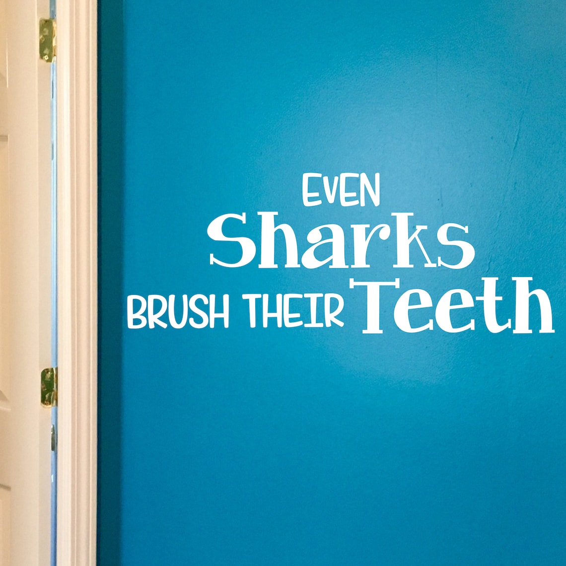 Even Sharks Brush Their Teeth Bathroom Decal Vinyl Wall Etsy Canada