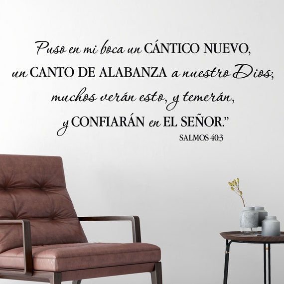 Salmo 40: 3 ha messo una nuova canzone nel mio cuore, vinile adesivo  parete, muro parole, verse spagnolo, scuola domenicale, Chiesa, Bibbia  versetto PS40v3-0001 -  Italia