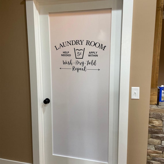 3PCS Bathroom/Laundry Room/Pantry Door Signs Sticker Self Adhesive Weatherproof Fade Resistant Vinyl Bathroom Decal Decor Home House Business Office