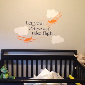 Let Your Dreams Take Flight Aviation Nursery Wall Decal Child Plane ...