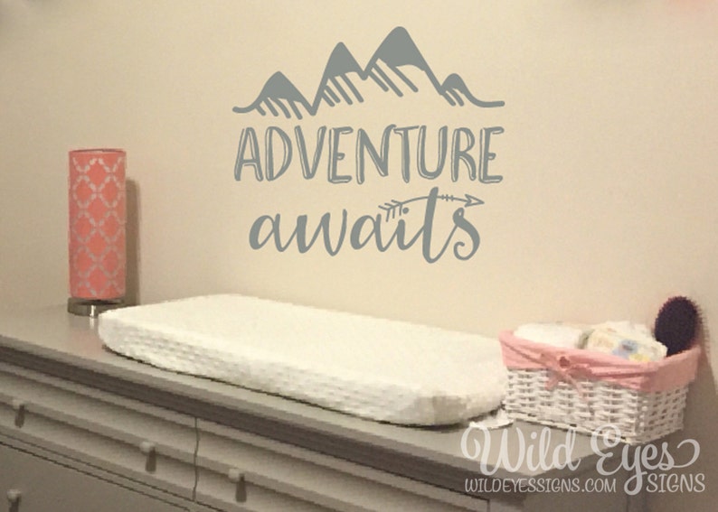 adventure awaits vinyl wall decal art nursery quote removable | etsy