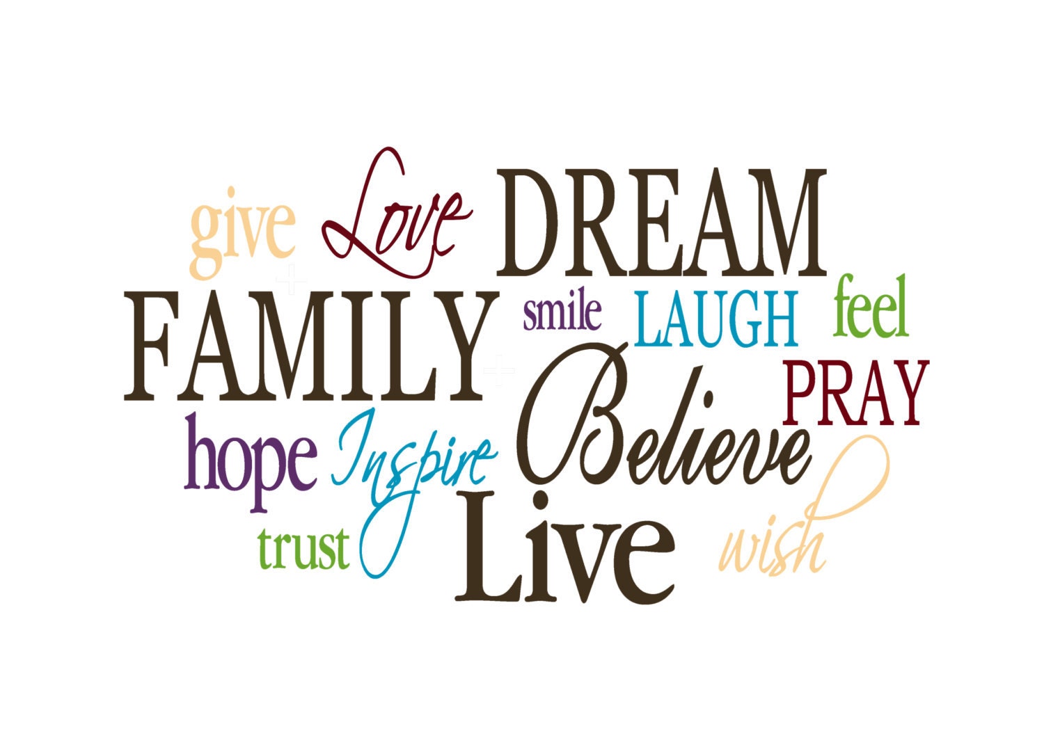 Family Word Collage Living Room Entry Way Viny Wall Decal | Etsy
