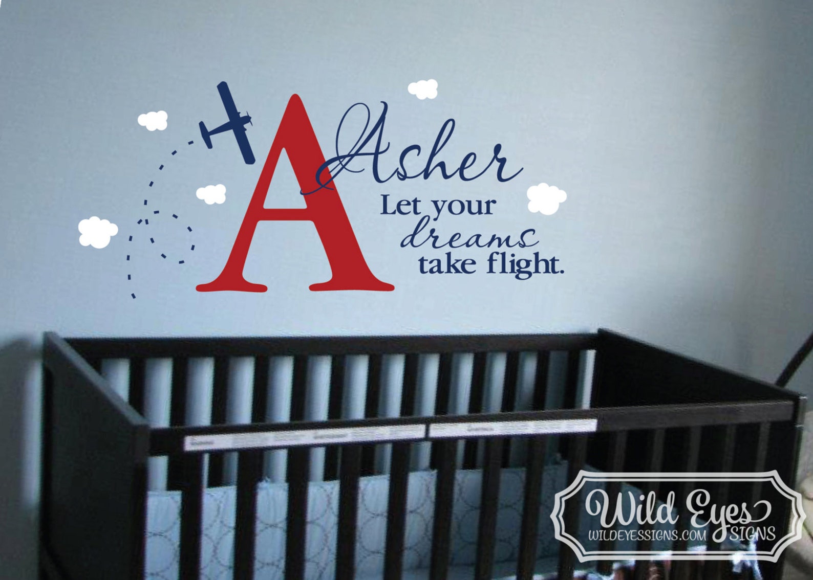 Let Your Dreams Take Flight Aviation Nursery Wall Decal Child ...