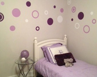 3 Colors Poka Dots Wall Decals - Rings and Circles Decal Vinyl wall decals Nursery Toddler Room