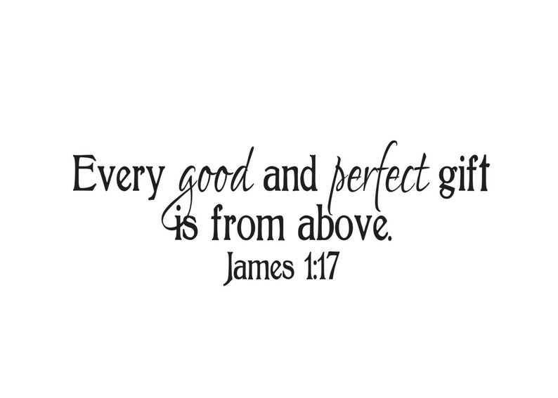 James 1:17 Every good and perfect Gift, Scripture bible wall art, Vinyl nursery decal, Wall words, bible verse, sunday school JAM1V17-0003 image 2