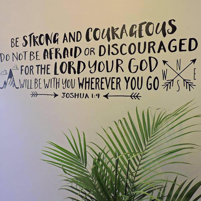 Joshua 1:9 Be strong and courageous, Explorer Nursery, arrows, mountains,Vinyl wall decal Nursery, Bible Verse, Boy Room, words JOS1V9-0027 image 6