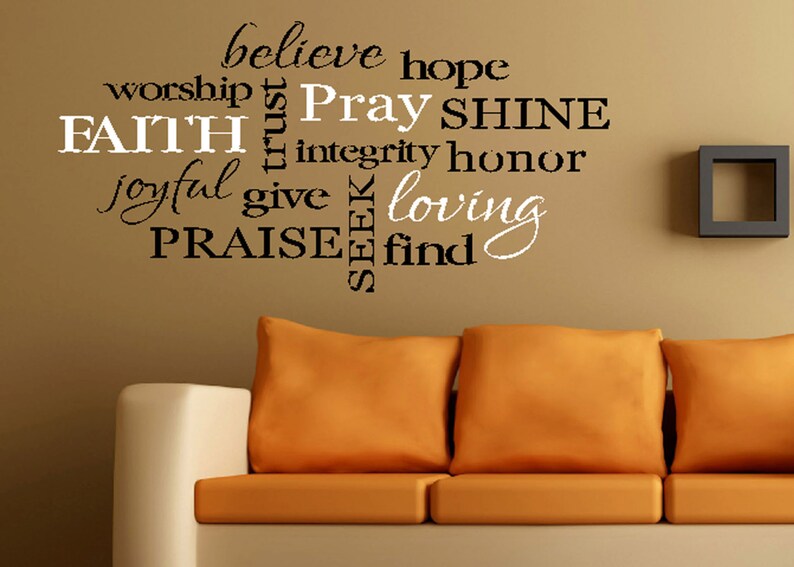 Words of Faith christian word collage subway art 19.5 x | Etsy