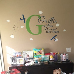 Let Your Dreams Take Flight Aviation Nursery Wall Decal Child ...