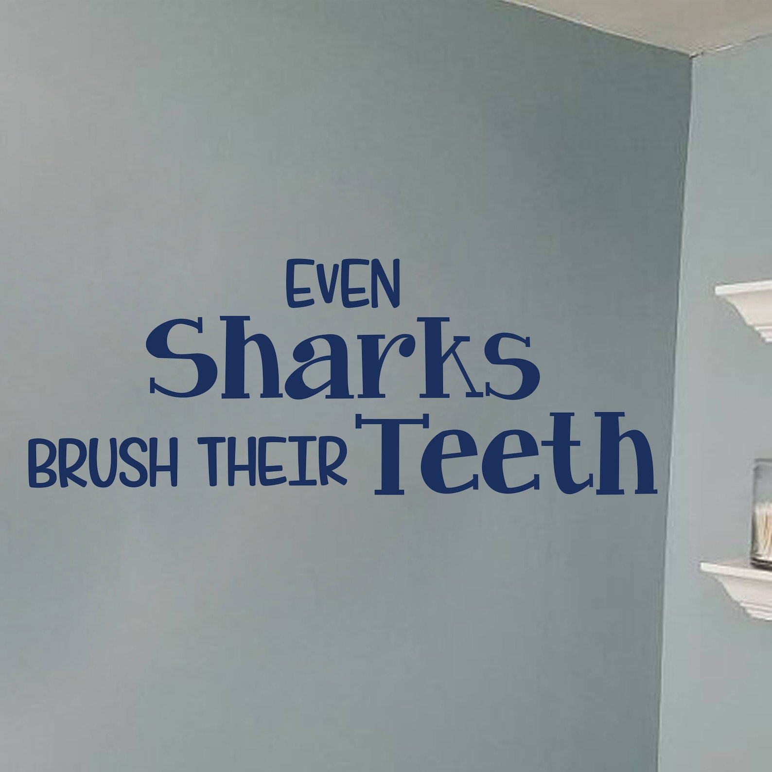 Even Sharks Brush Their Teeth Bathroom Decal Vinyl Wall Etsy Canada
