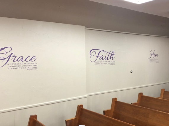Décalcomanie Murale Vinyle - Verset Biblique "Car C'est Par Grâce" - Décor Religieux Contemporain