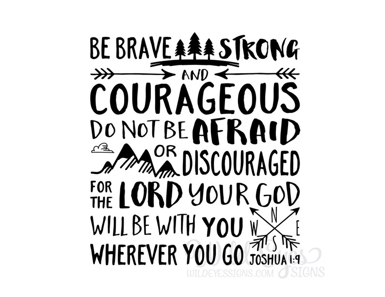 Joshua 1:9 Be brave strong and courageous Explorer Nursery | Etsy