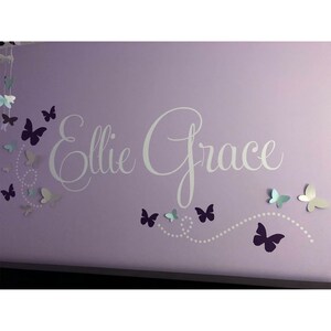 Name with Butterfly trails and swirls, Nursery Name, Personalized decal Butterflies,  Wall vinyl, wall decal, girl room, feminine CT4541