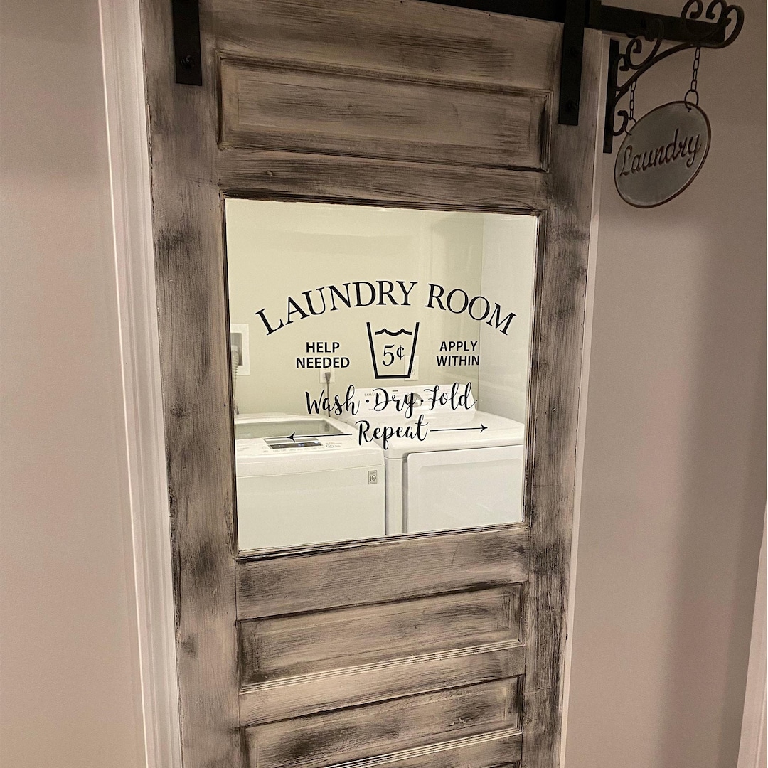 3PCS Bathroom/Laundry Room/Pantry Door Signs Sticker Self Adhesive Weatherproof Fade Resistant Vinyl Bathroom Decal Decor Home House Business Office