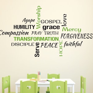 Youth Room, Church Religious Christian word collage subway art Vinyl Wall Decal 26H x 48W RE3163 image 1