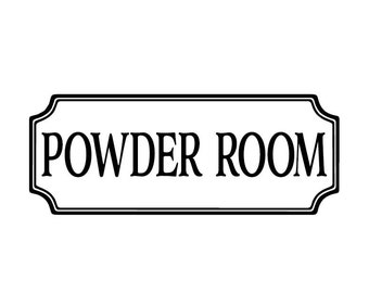 Powder Room Vinyl Calcomanía, Baño Vinilo Calcomanía, Puerta de Vidrio Calcomanía, letras de vinilo, Signo de fama de borde rectangular, Etiqueta engomada de pared HH2137