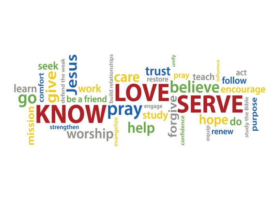 【段ボールペイント】Do you have words to leave? Word Collage Know Love Serve, Wall Decal, Church, Youth Room