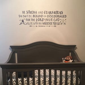 Joshua 1:9 Be strong and courageous, Explorer Nursery, arrows, mountains,Vinyl wall decal Nursery, Bible Verse, Boy Room, words JOS1V9-0027 image 8