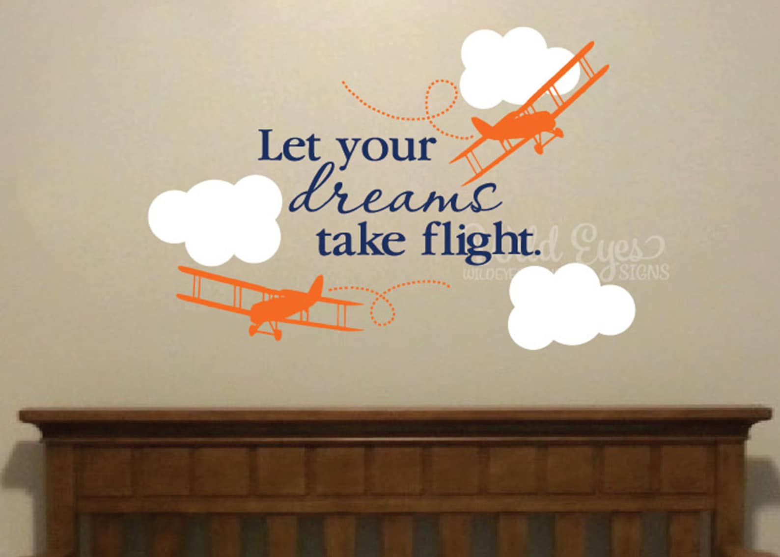 Let Your Dreams Take Flight Aviation Nursery Wall Decal Child Plane ...