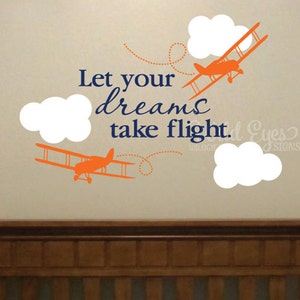 Let Your Dreams Take Flight Aviation Nursery Wall Decal Child Plane ...
