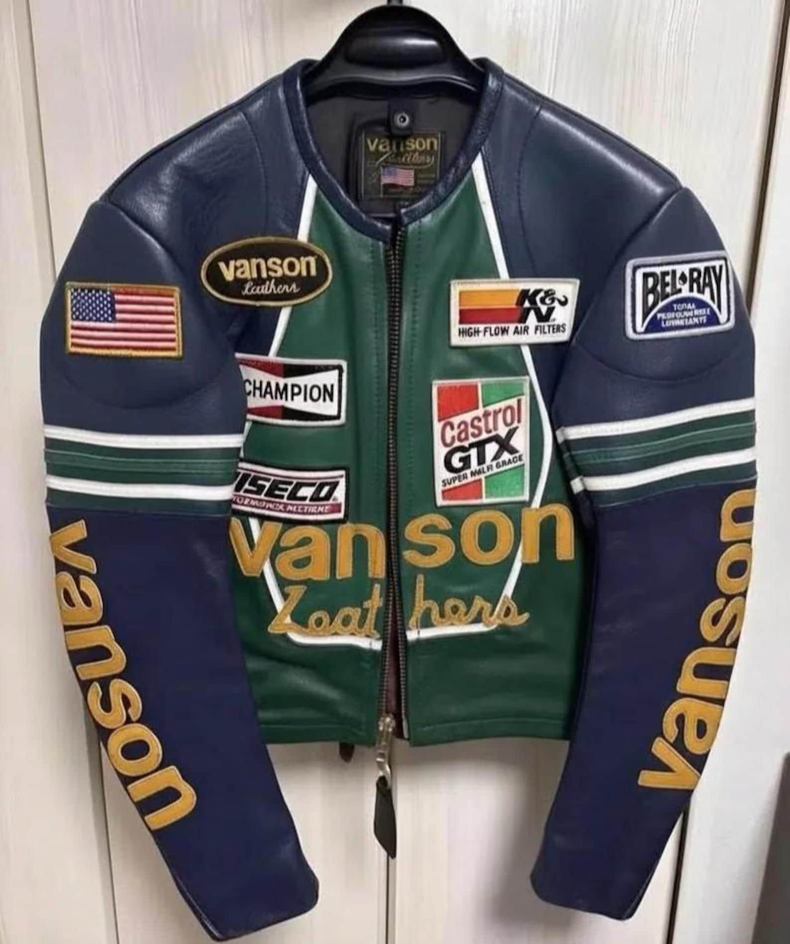 Vanson, Vanson Star Leathers Racing Jacket, Motorcycle Biker Jacket, Unisex Streetwear