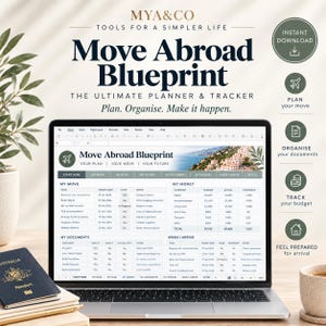 Planificador para mudarse al extranjero / Plantilla de Excel para reubicación internacional (Descarga digital)