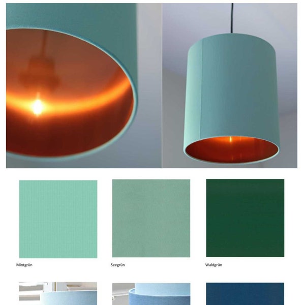 Lampenschirm "Blau-Grüntöne" - Innen Kupfer