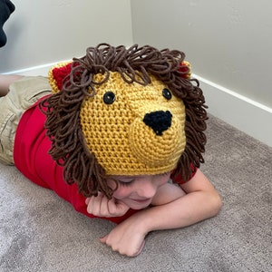 Crochet lion mascot hat