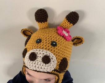 Crochet giraffe beanie hat
