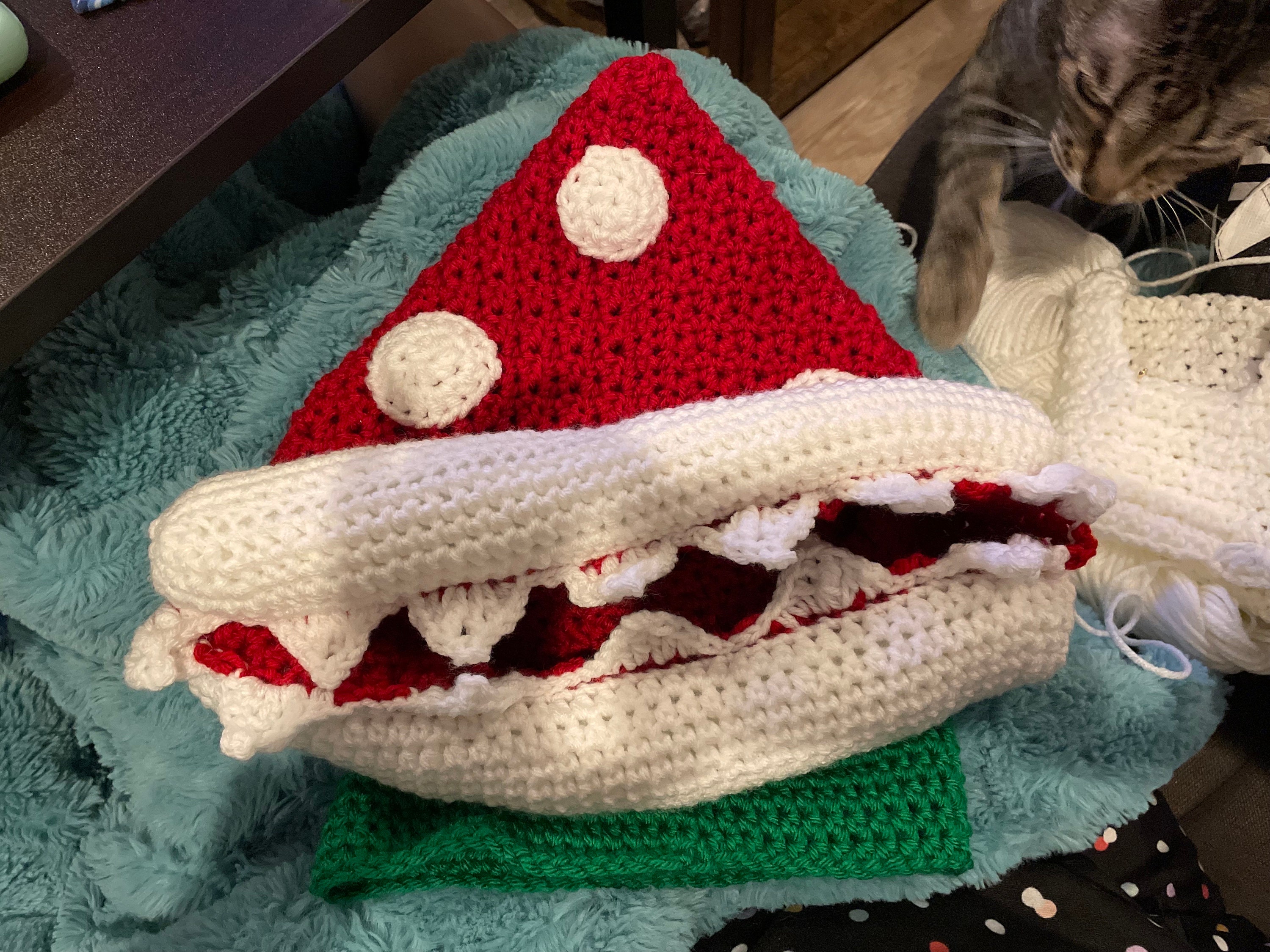 Handmade Piranha Plant Crochet Hood Crochet Piranha Plant Hood – Handmade Winter Costume Hat - Etsy main image 3