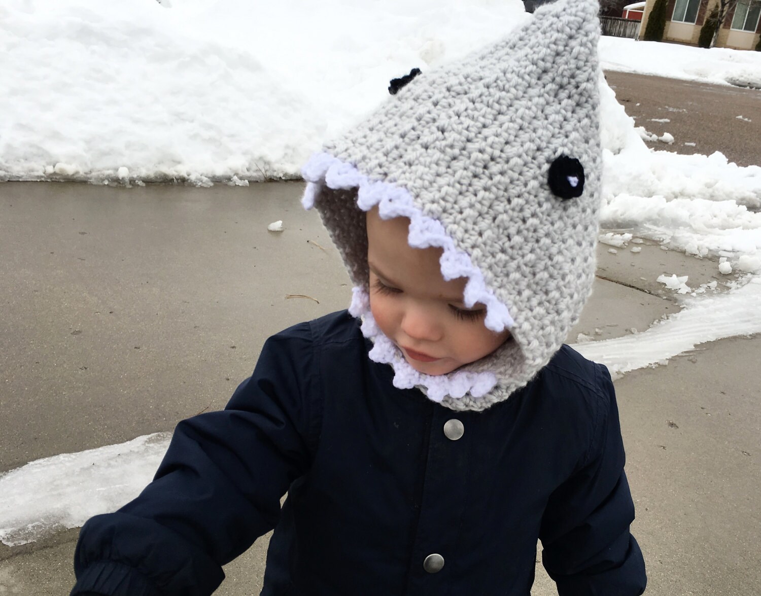 Crochet Shark Hood Winter Hat Costume 