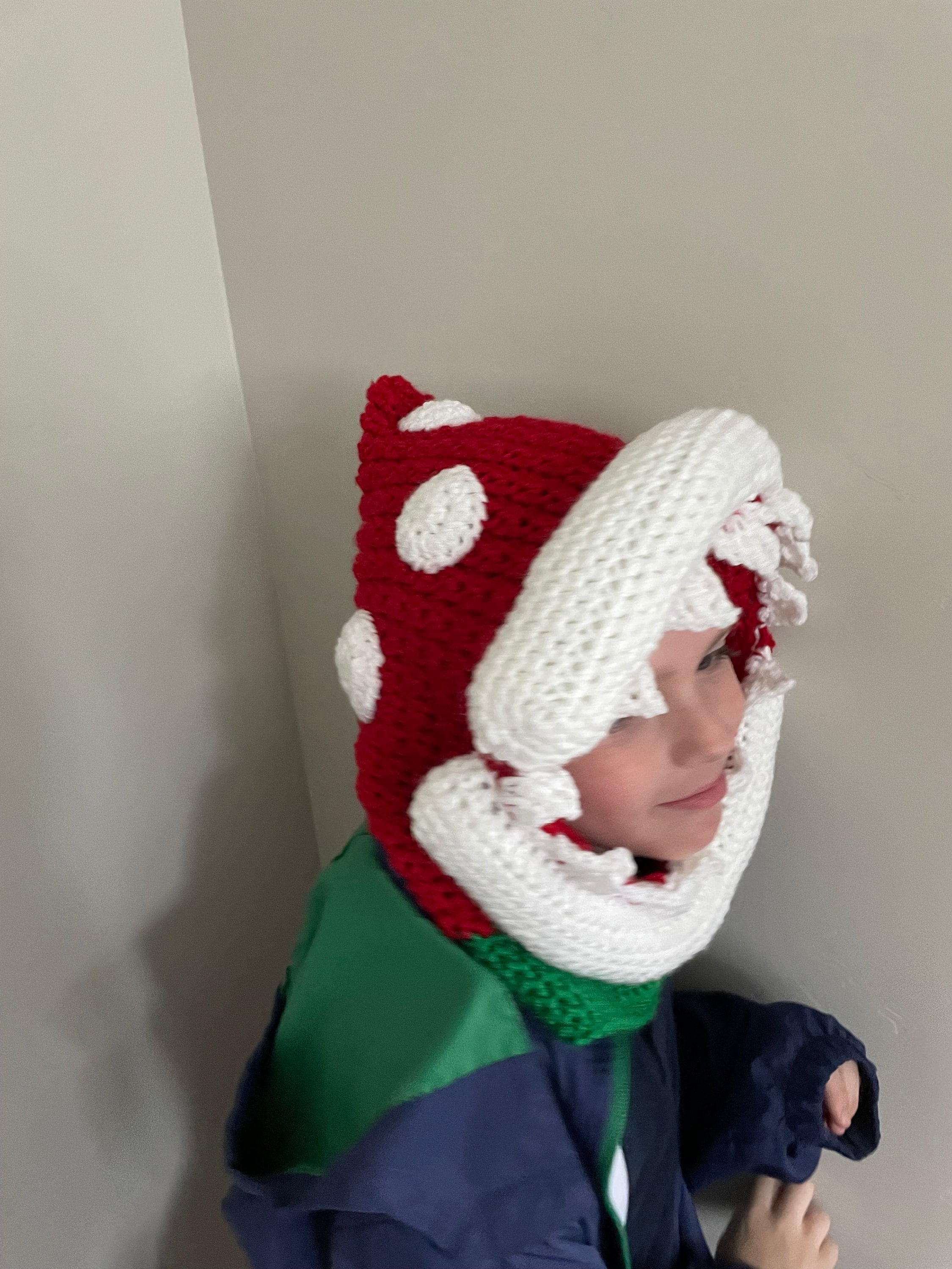 Handmade Piranha Plant Crochet Hood Crochet Piranha Plant Hood – Handmade Winter Costume Hat - Etsy main image 4