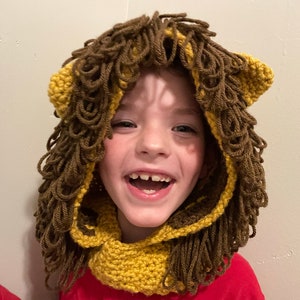 Crochet lion hood winter hat for baby kid or adult