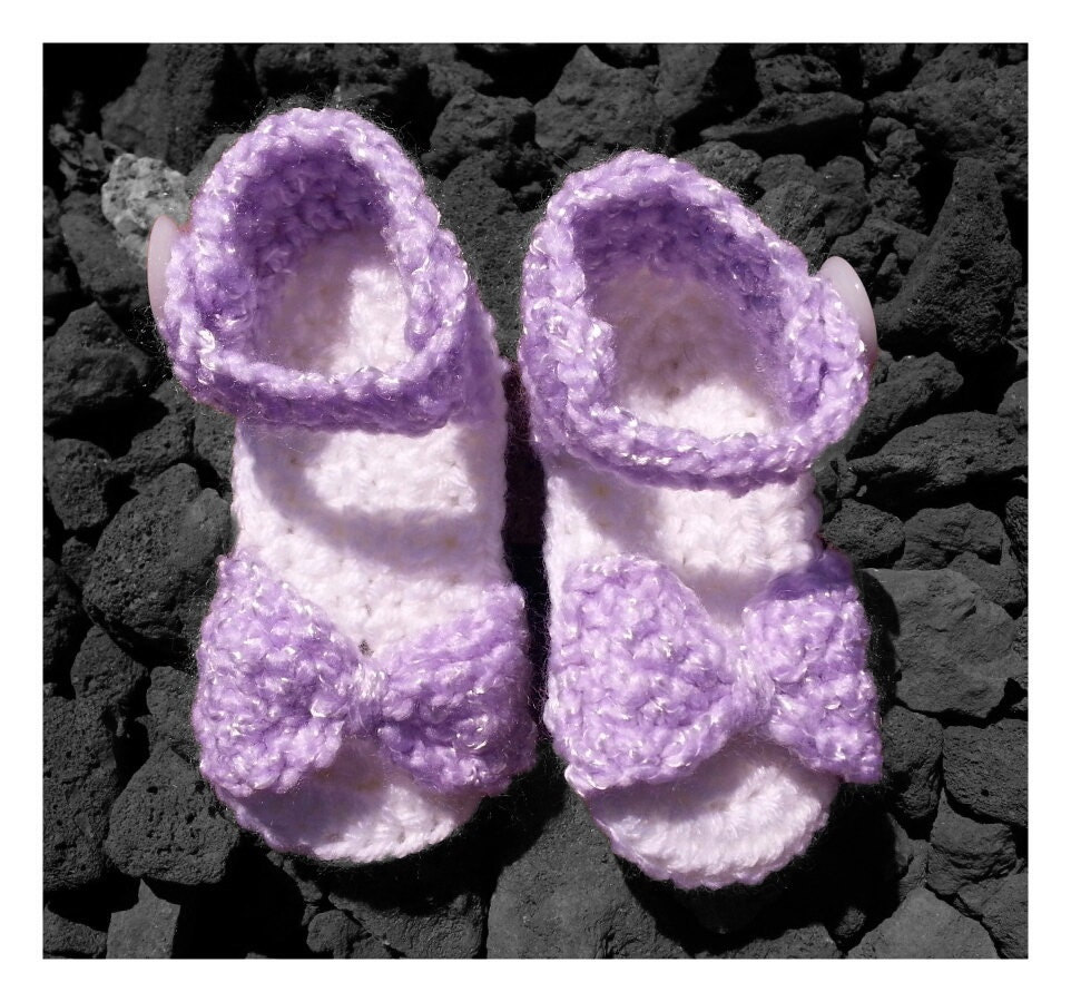 Handmade Baby Girl Crochet Sandals Baby Purple/White Etsy