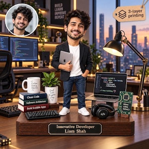 ersonalized Software Developer Block, Custom Photo Programmer Desk Decor, 3-Layer Printing Coding Gift For Developer