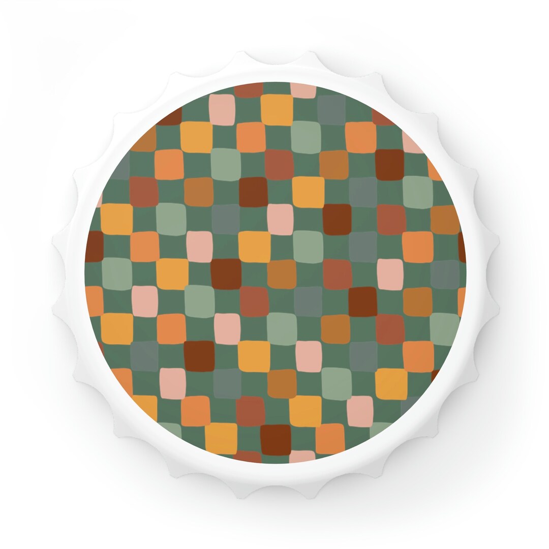 70s Retro Checkers Bottle Opener Green Etsy