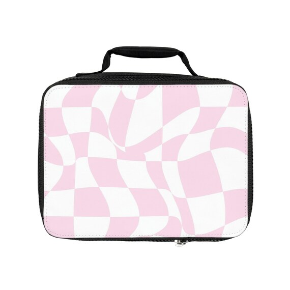 pink checkered lunch box