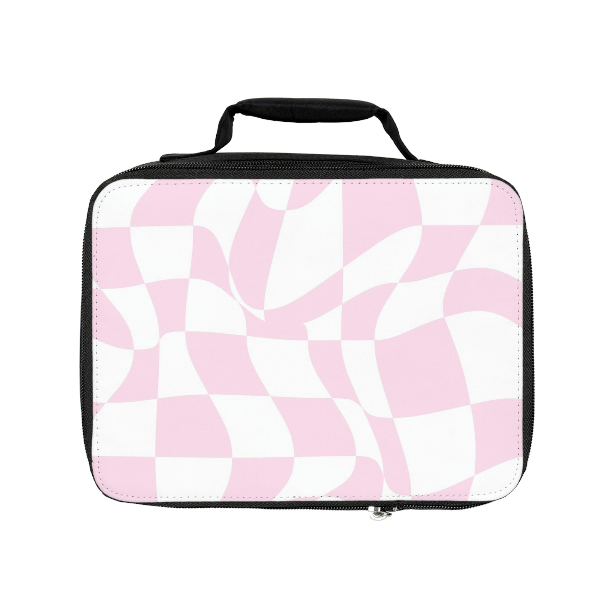 pink checkered lunch bag