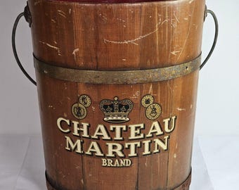 Vintage Chateau Martin Brand Wooden Ice Bucket