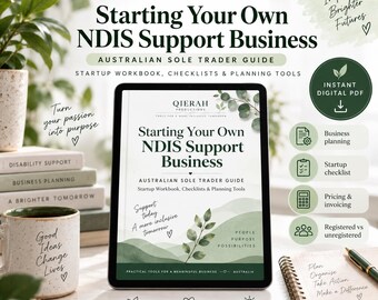 Australian NDIS Support Business Startup Workbook | Sole Trader Guide (PDF)