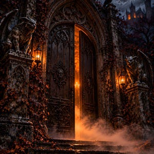 Gotisk spökhuskonst, set med 6 | Mörka viktorianska herrgårdstryck | Spöklik Halloween-väggkonst | Spökhusdekor | Digital nedladdning bild 1