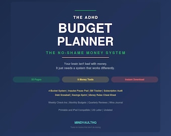 ADHS-Budgetplaner (35 Seiten), ADHS-Finanzplaner, ADHS-Geld, Neurodiverses Budget, Impulskäufe, Kein Schamgefühl, Digitaler Download