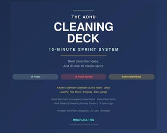 Adhd Cleaning Planner, Cleaning Sprint System, Adhd Cleaning Checklist, Neurodivergent, Home Organization, 10 Minute Cleaning, Digital