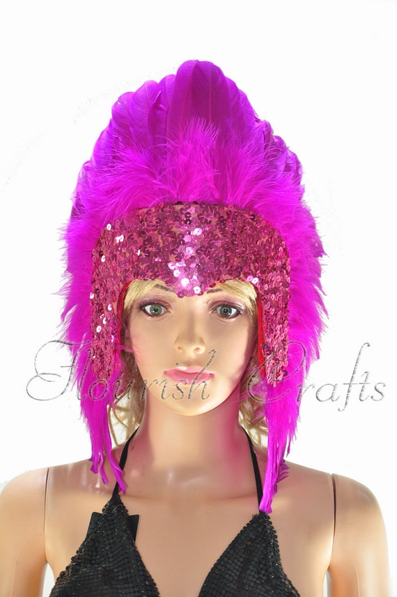 Items similar to Showgirl Hotpink sequins las vegas dancer headpiece ...