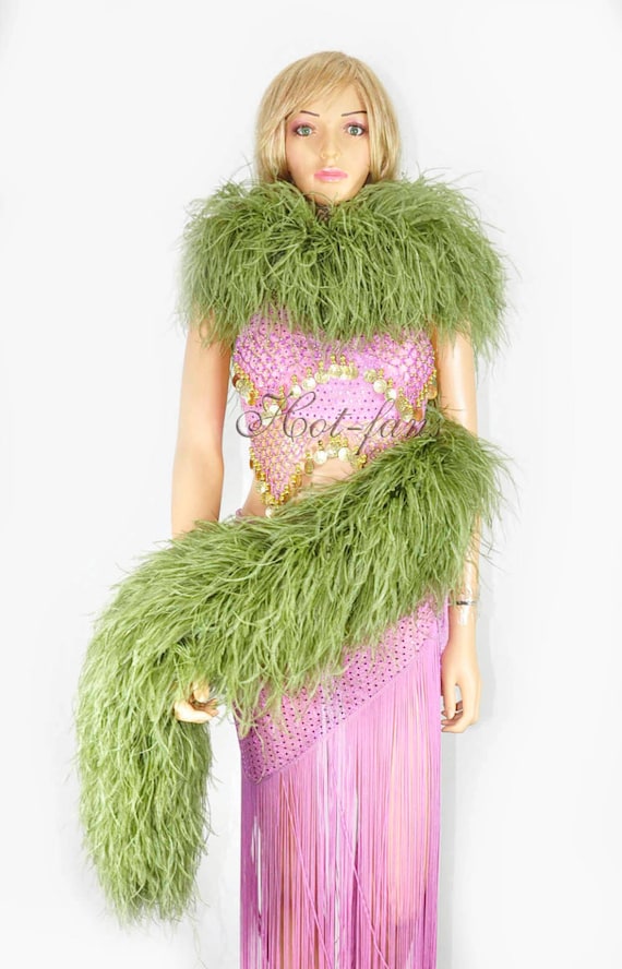 Forest Green 1ply Ostrich Feather Boa Scarf Prom Halloween Costumes Dance Decor