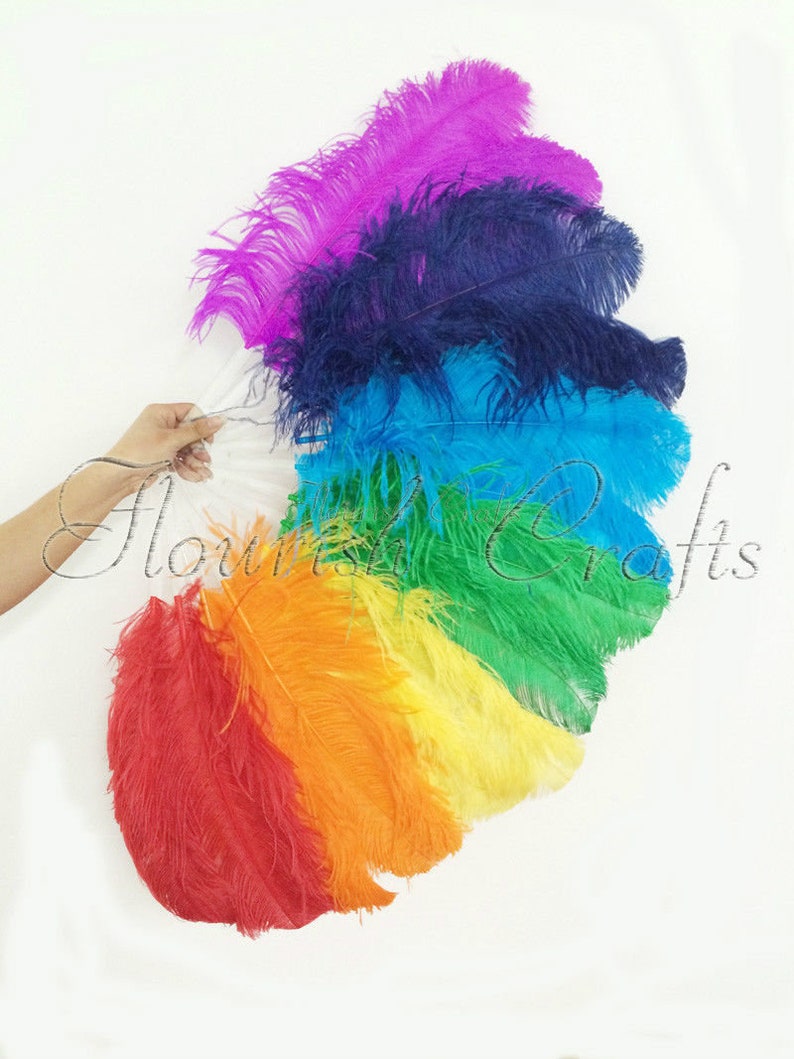 Hot-fans Single Layer Ostrich Feather Fan 25 X 45 Sky Blue