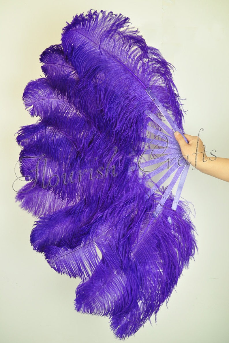A pair violet single layer Ostrich Feather Fan Burlesque set | Etsy